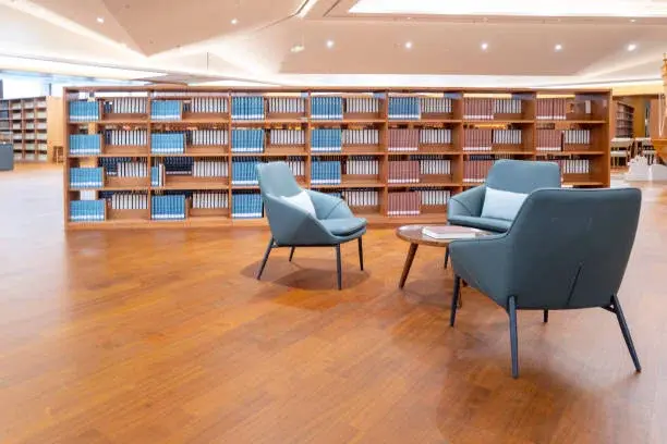 Clean and tidy office area with wooden flooring Clean and tidy office area with wooden flooring