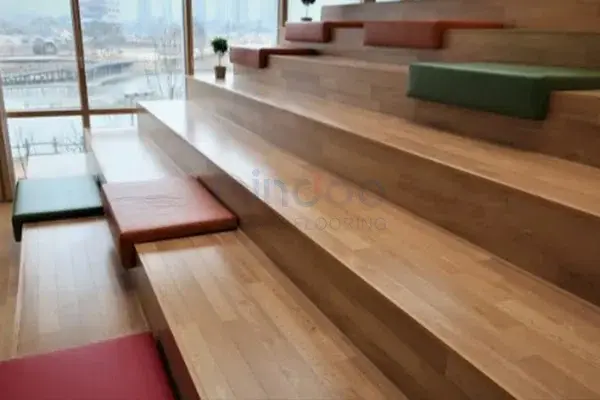 Library rest area with wooden flooring