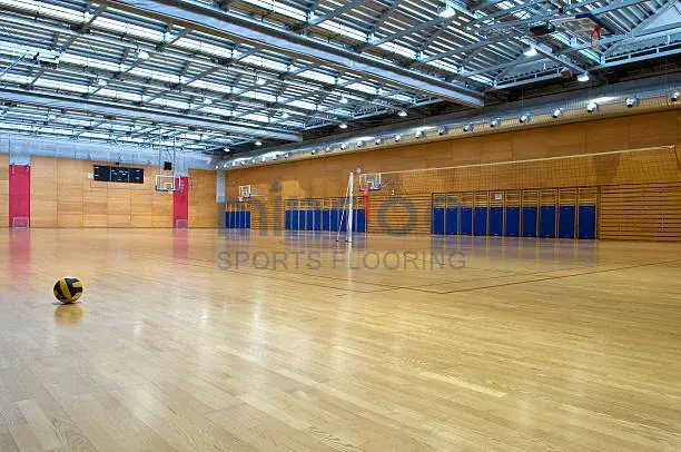 Clean and bright indoor basketball court