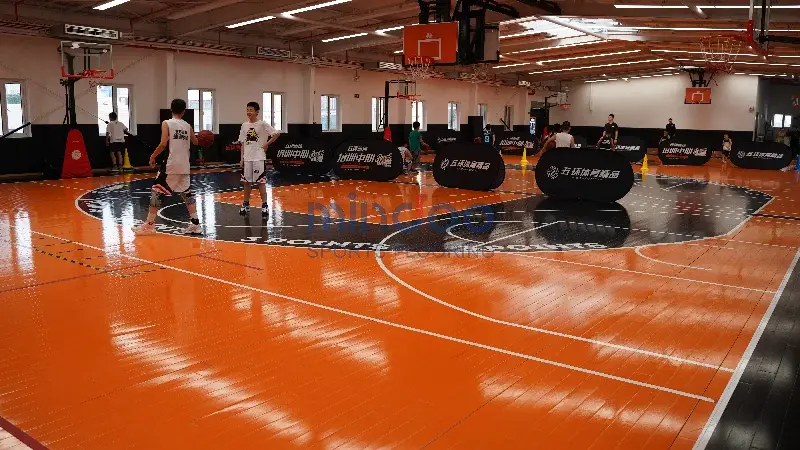 Indoor basketball court with high traffic